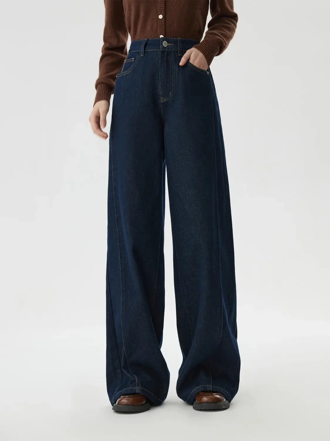 Women Jeans High Waist Cotton Wide Leg Trousers