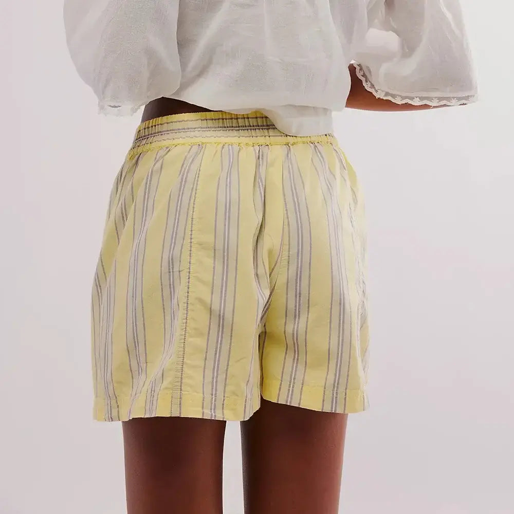Straight Striped Casual Pockets Beach Shorts