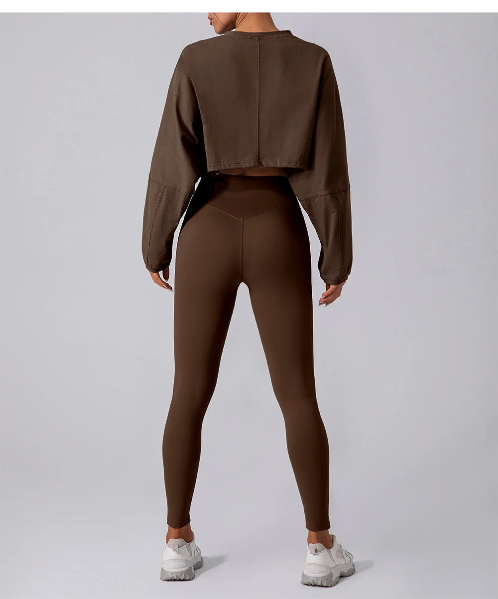 Women Sports Crop Top Long Sleeve T-Shirts