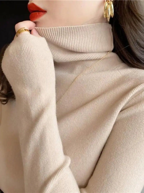 Basic Slim soft solid color turtleneck Sweater - Norellé