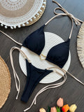 Halter Solid color Bikini Set Women's Swimsuit - Norellé