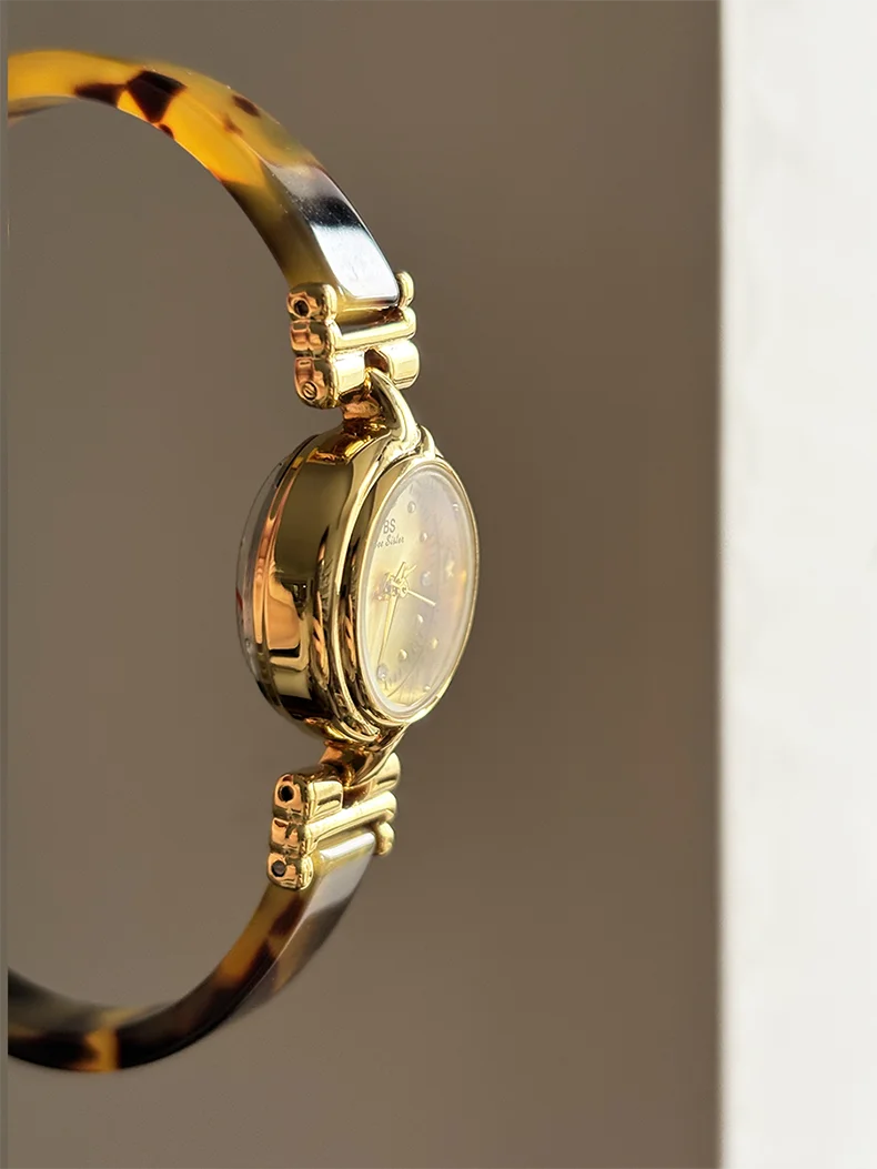 Women Watch Exquisite Amber Tortoiseshell Bracelet Quartz Wristwatch