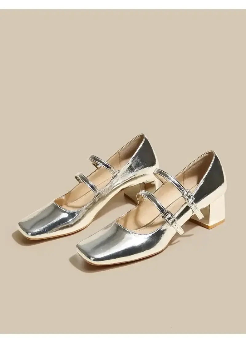 Square Toe Solid PU Women’s High Heels