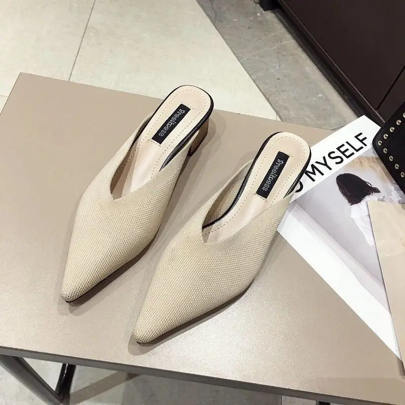 Pointed Toe With Heel Woman Slippers Shoes for Women