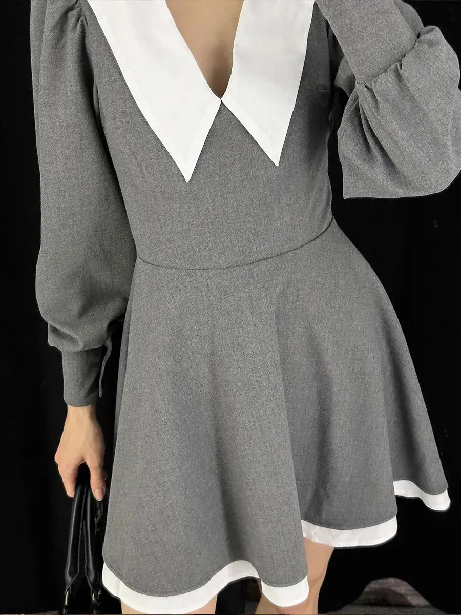 French Doll Collar Splice Mini Dress Women’s