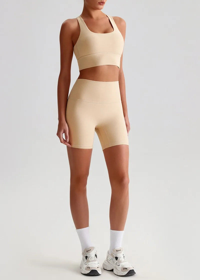 Women’s Seamless Yoga Set - Quick-Dry Naked Feel Backless Bra Booty-Lifting Shorts