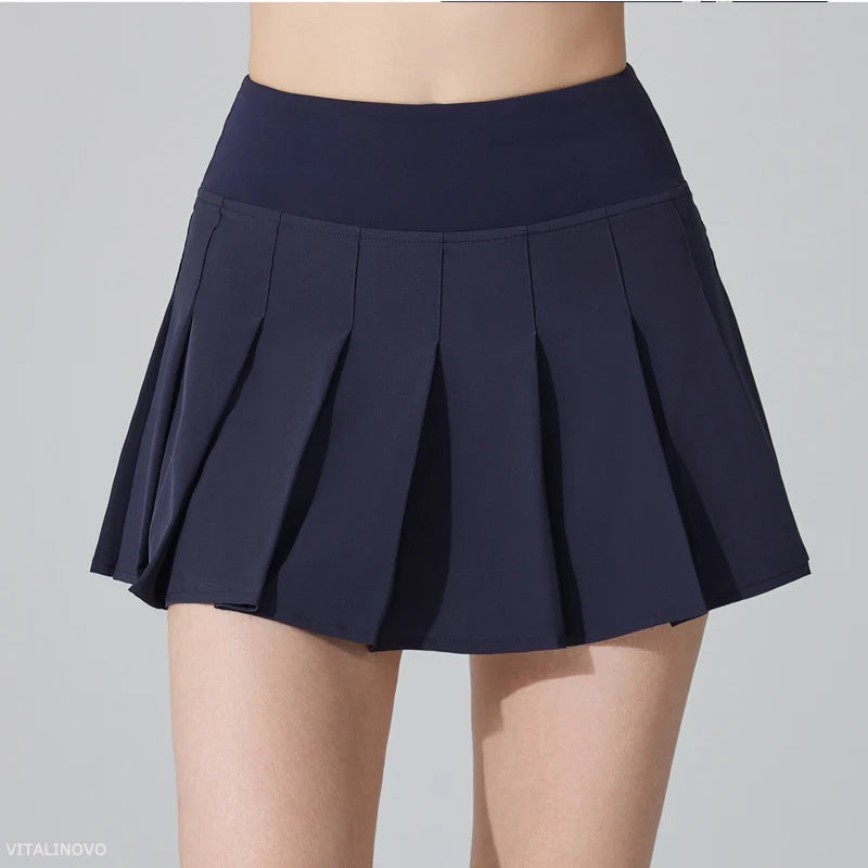 Womens Girl High Waisted Pleated Tennis Skirt