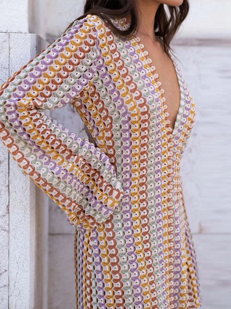Women Deep V Neck Casual Bohemian Maxi Dress - Norellé