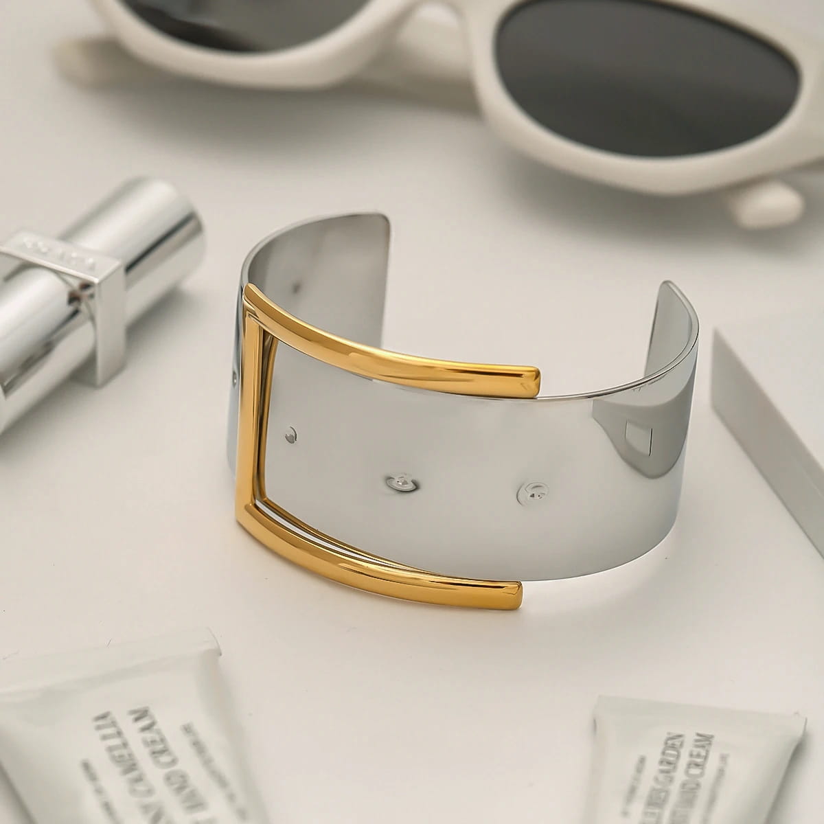 Buckle Design Bracelet Stainless Steel Gold Silver Color