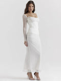Elegant Sheer Long Sleeve Maxi Dress For Women - Norellé