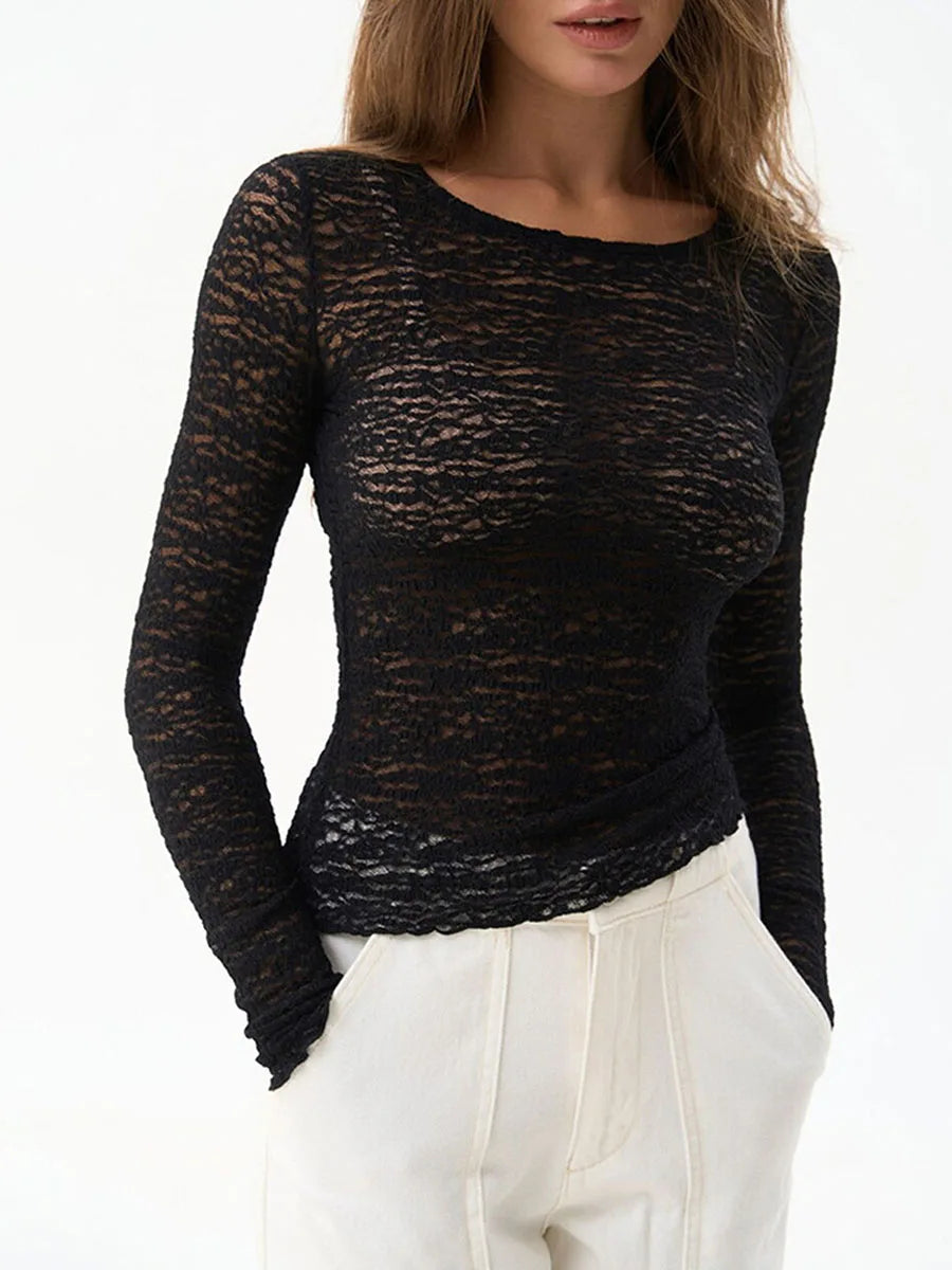 Womens Sheer Lace Top