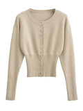 Autumn Fashion Knitwear Cardigan Top Women's Ribbed Patchwork - Norellé
