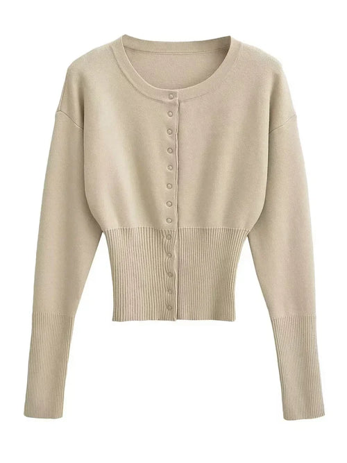Autumn Fashion Knitwear Cardigan Top Women's Ribbed Patchwork - Norellé