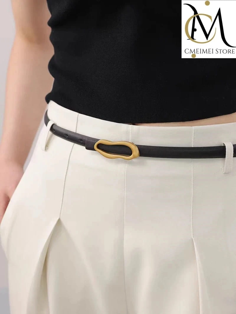 Retro Gold Buckle Genuine Leather Belt for Women