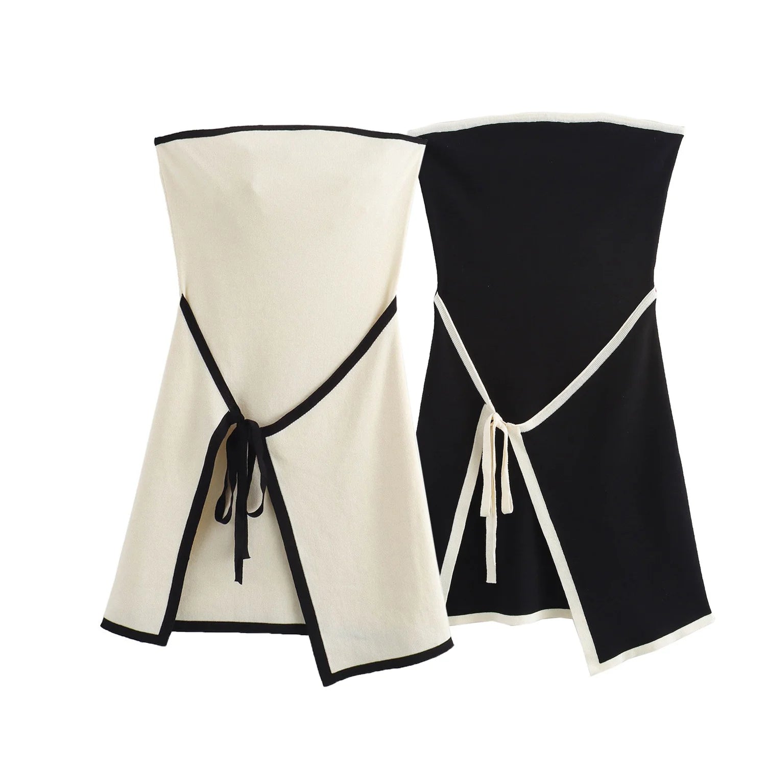 Women Contrasting  Knitted Mini Dresses - Norellé