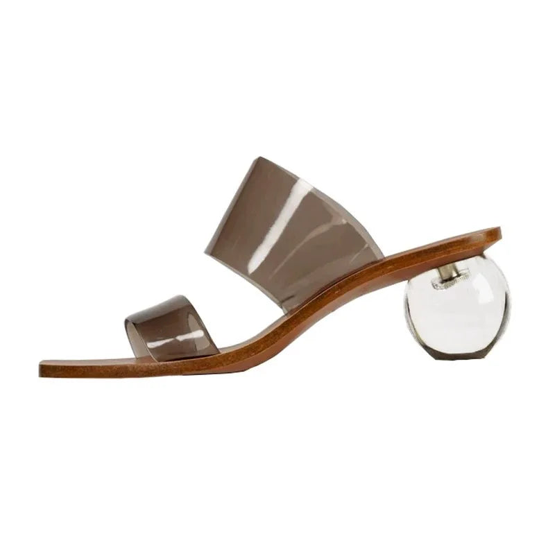 Crystal High Heels Square Toe Cool Slippers Women’s