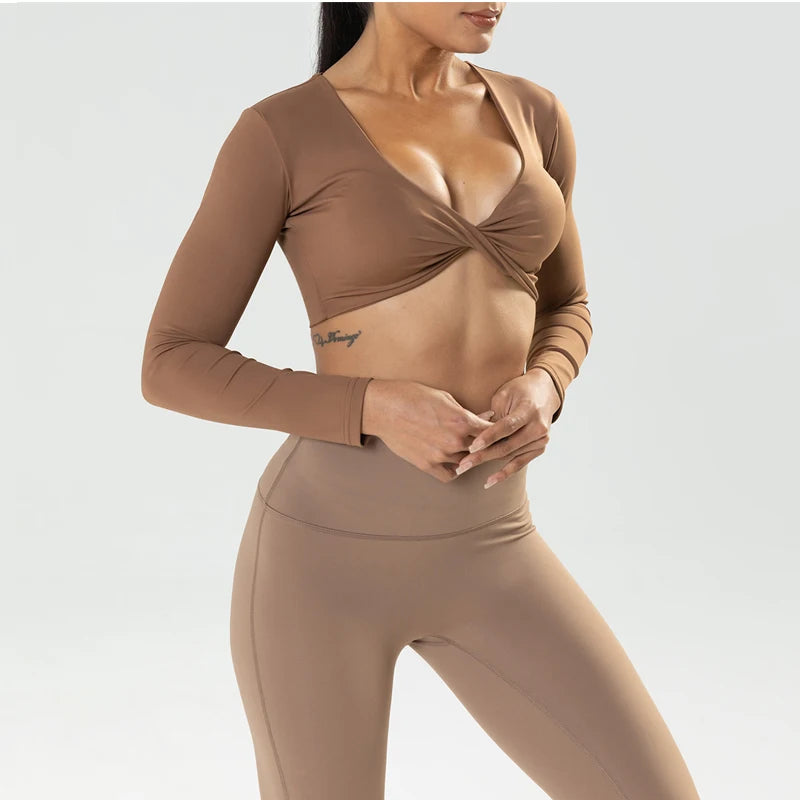 Long Sleeve Gym Crop Tops for Women