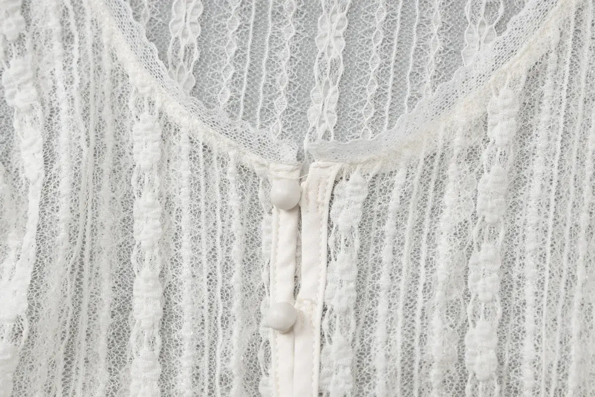 Lace V Neck Short Sleeve Crop Top