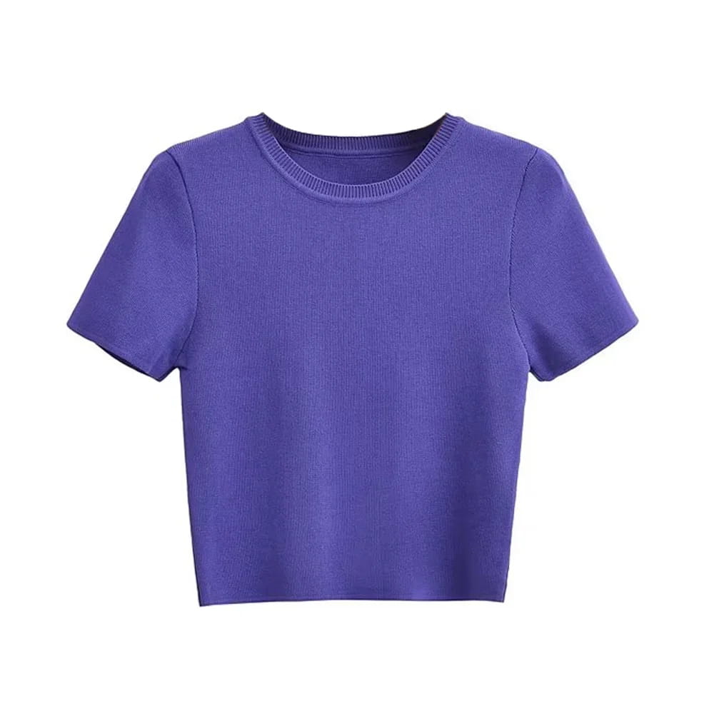 Women Fashion Striped Basic Cropped Knit Sweater