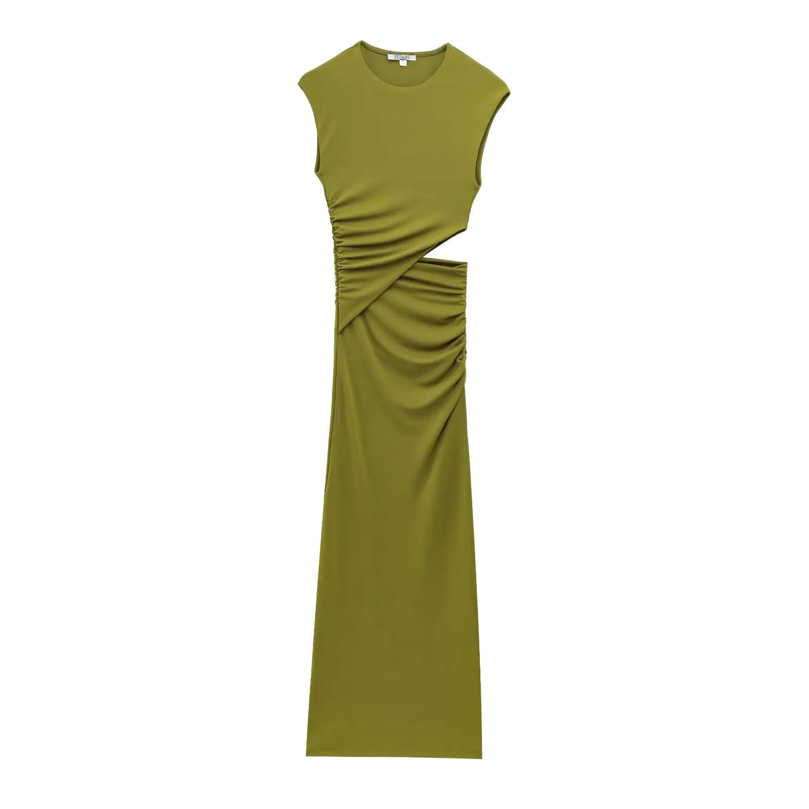 Women's Waist Hollow Design Round Neck Sleeveless Long Dress - Norellé