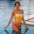 Print One Piece Swimsuit with Sarong - Micro Bikini Bodysuit Dress for Women - Norellé