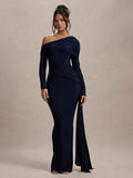 Skew Collar Long Sleeve Maxi Dress For Women - Norellé