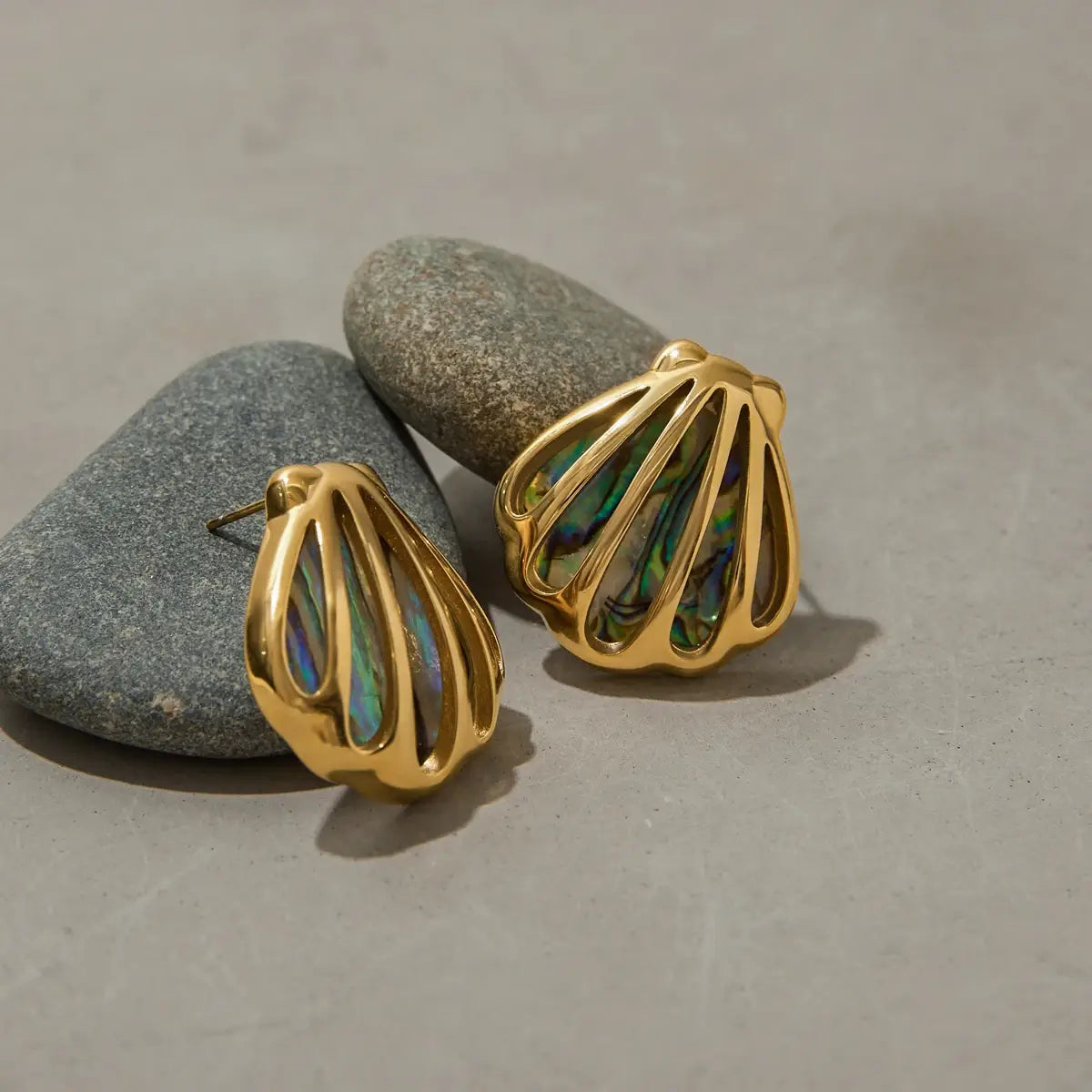 Ocean Shell Colored Abalone Earrings Stainless Steel