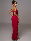 Maxi Dress Women Spaghetti Strap Flower Sleeveless Backless High Split Evening Dress - Norellé