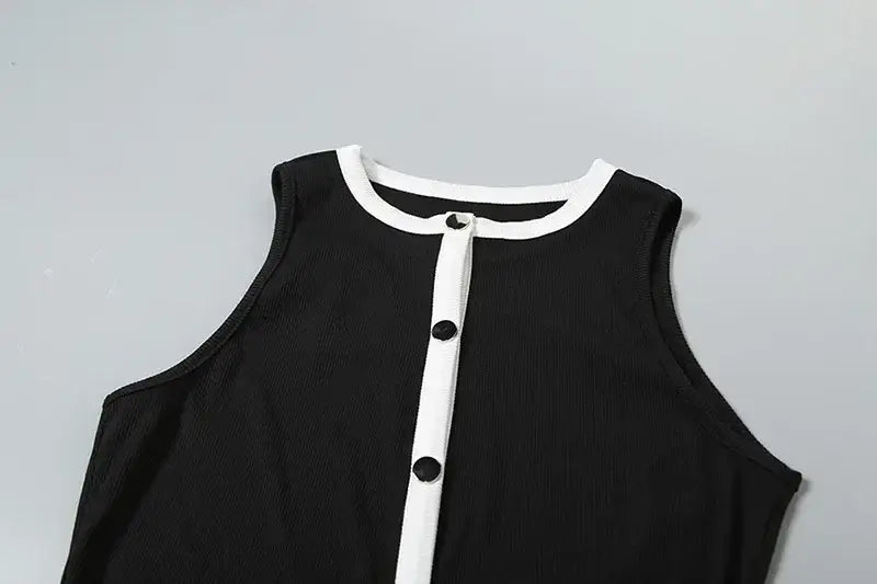 Women’s Shorts Sleeveless Cardigan Tank Top Slim Set