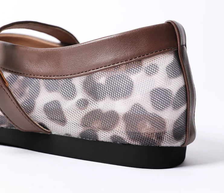 Women Leopard Mesh Breathable Flats Shoes