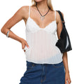 Pleated Babydoll Camisoles Front Mini Bow Decor - Norellé