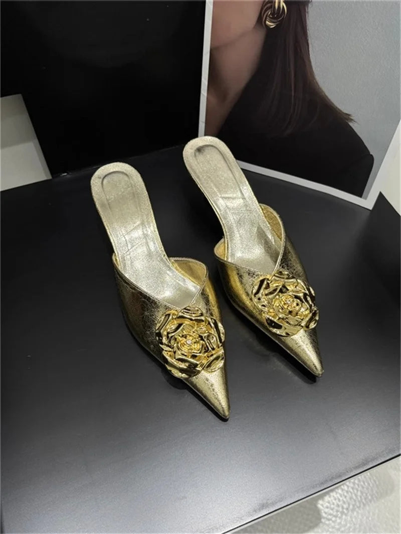 Women Flats Slippers Pointed Toe Elegant Mules