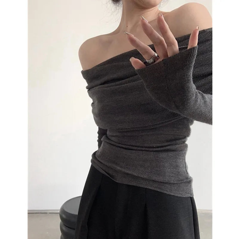 Long Sleeve Off-shoulder Women Sweater