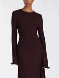 Knitwear Fashion Loose Maxi Dress Women Lace-Up High Waist - Norellé