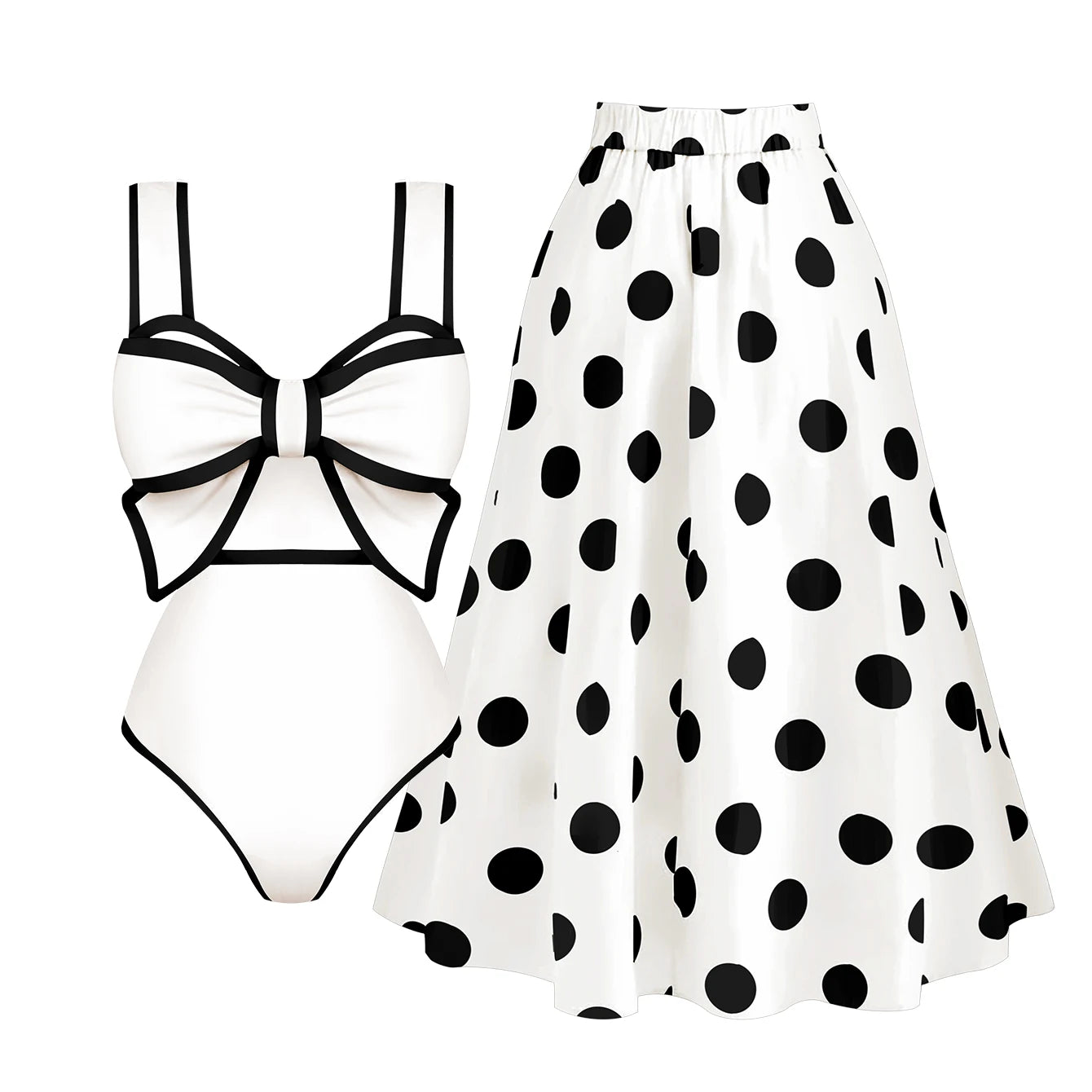Ruffle Bikini Set Printed Women Swimwear Skirt - Norellé