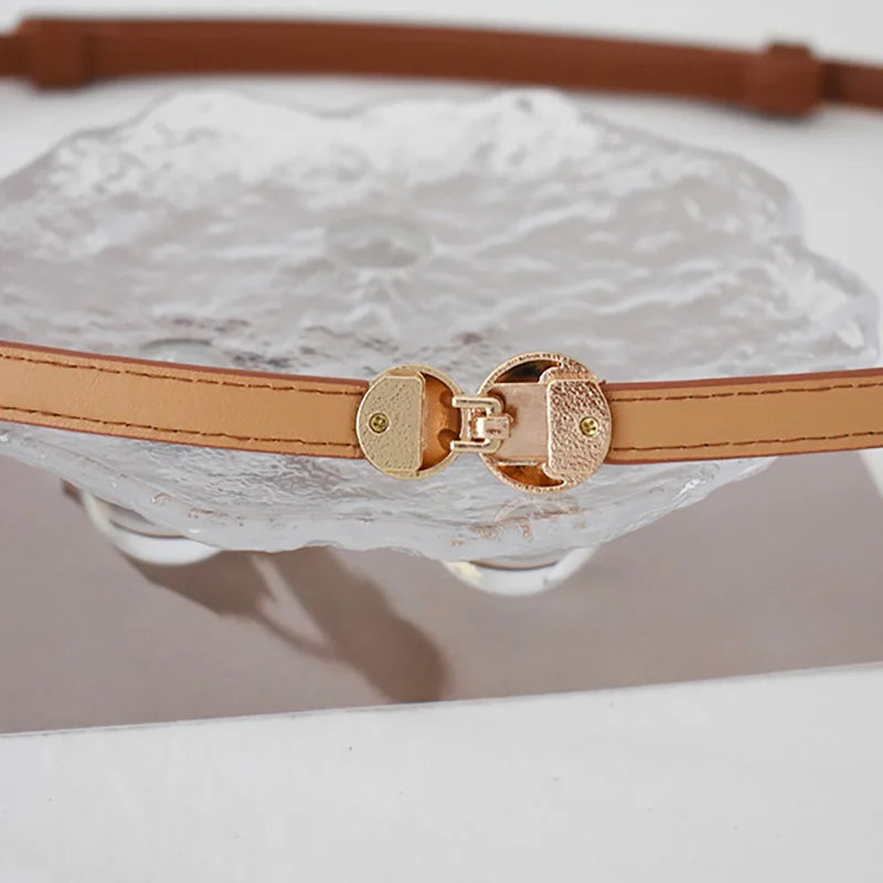 Gold Metal Ball Buckle Women Belt