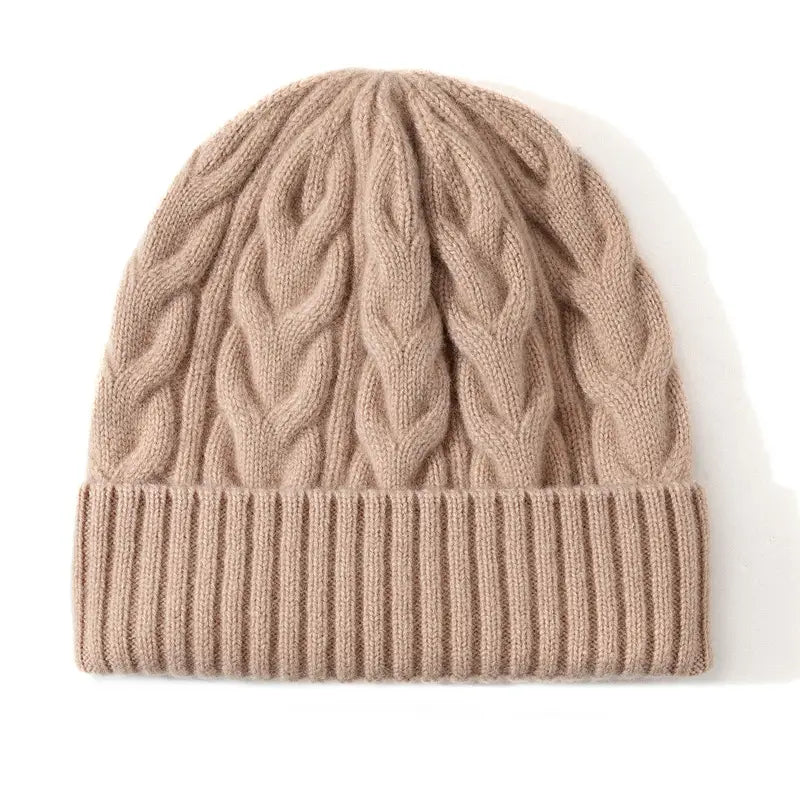 Pure Wool Cable Knit Beanies for Women