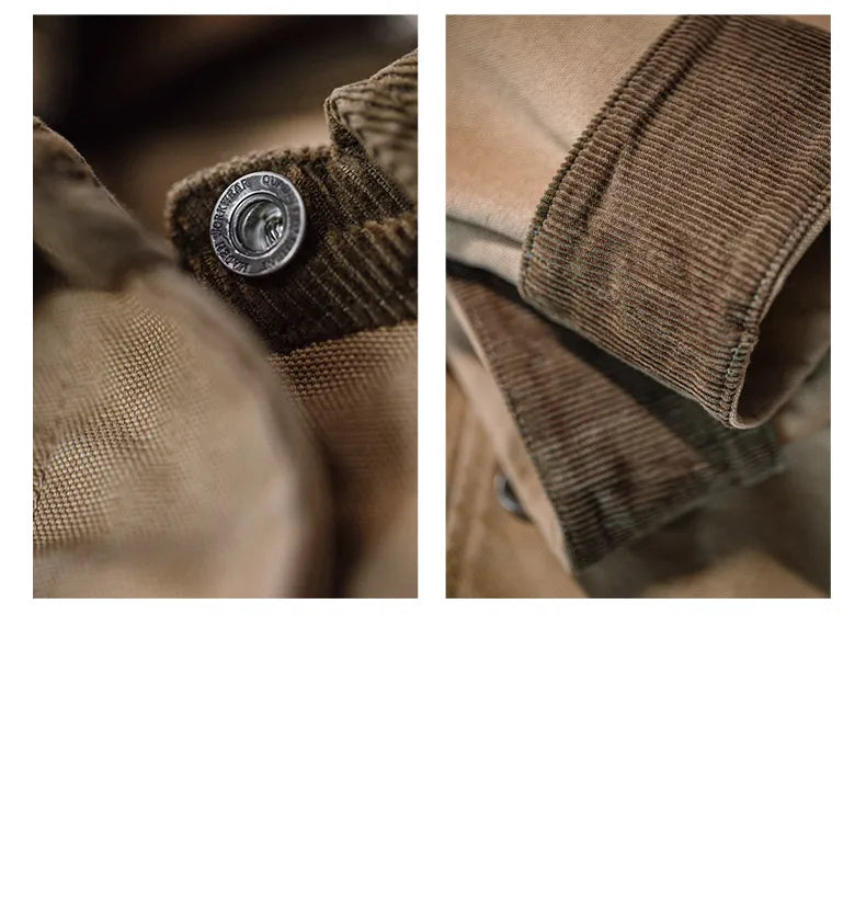 Women’s Retro Khaki Corduroy Collar Barn Jacket