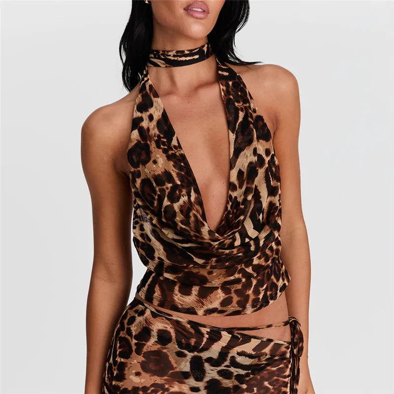 Women’s Halter Neck Vest Sleeveless Open Back Tank Top