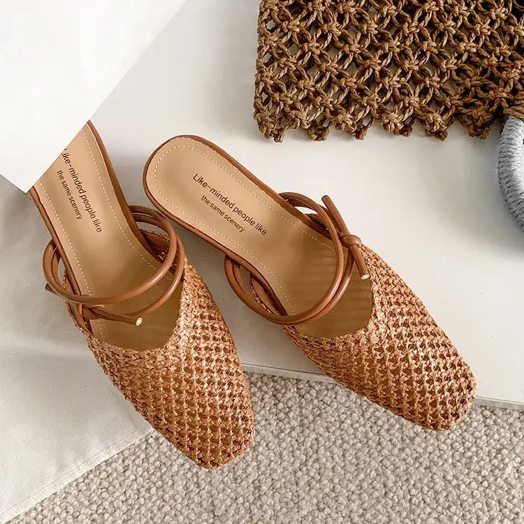 Vintage Woven 1 Slip-on Toe Half Slippers Women’s