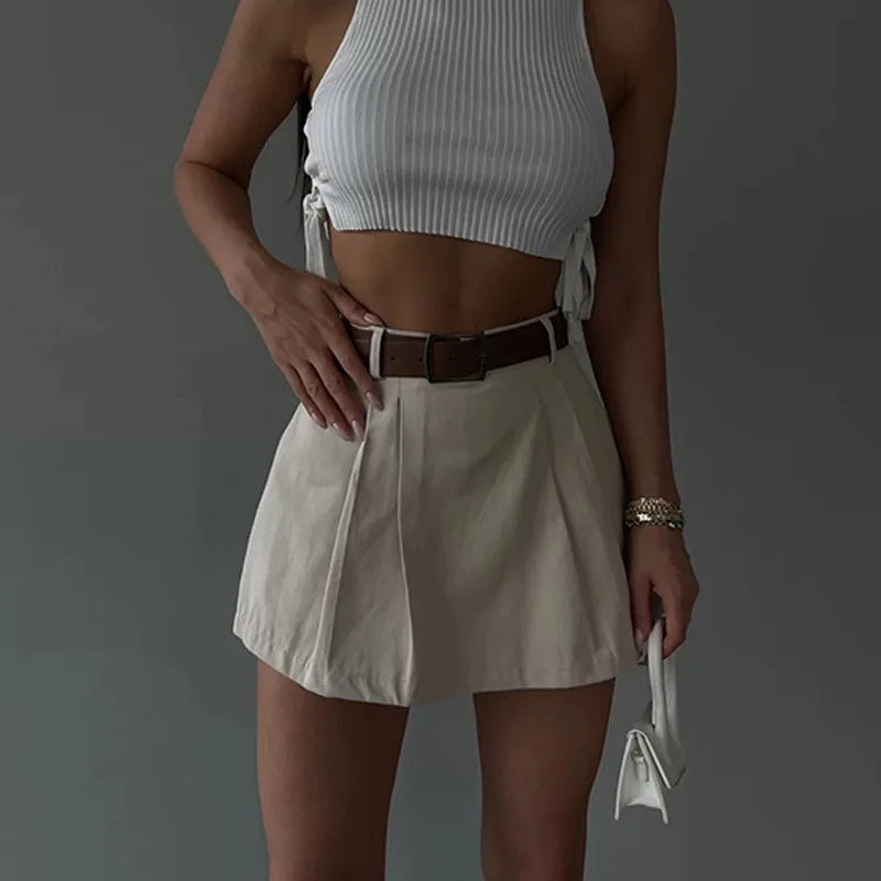 Vintage Solid Shorts Skirts For Women