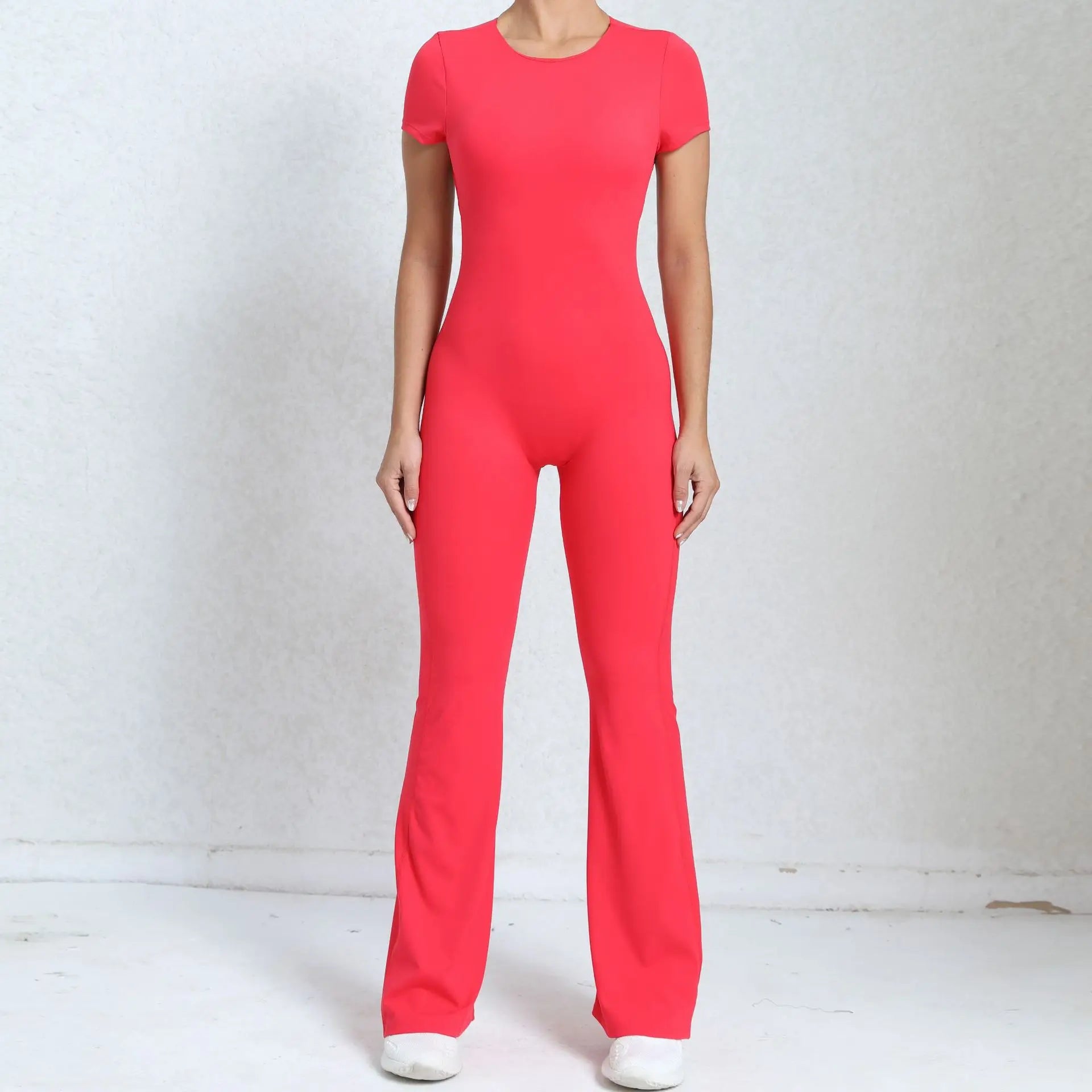 Women Sports Flared Pants Fitness Rompers Stretch Workout Bodysuits Jumpsuit