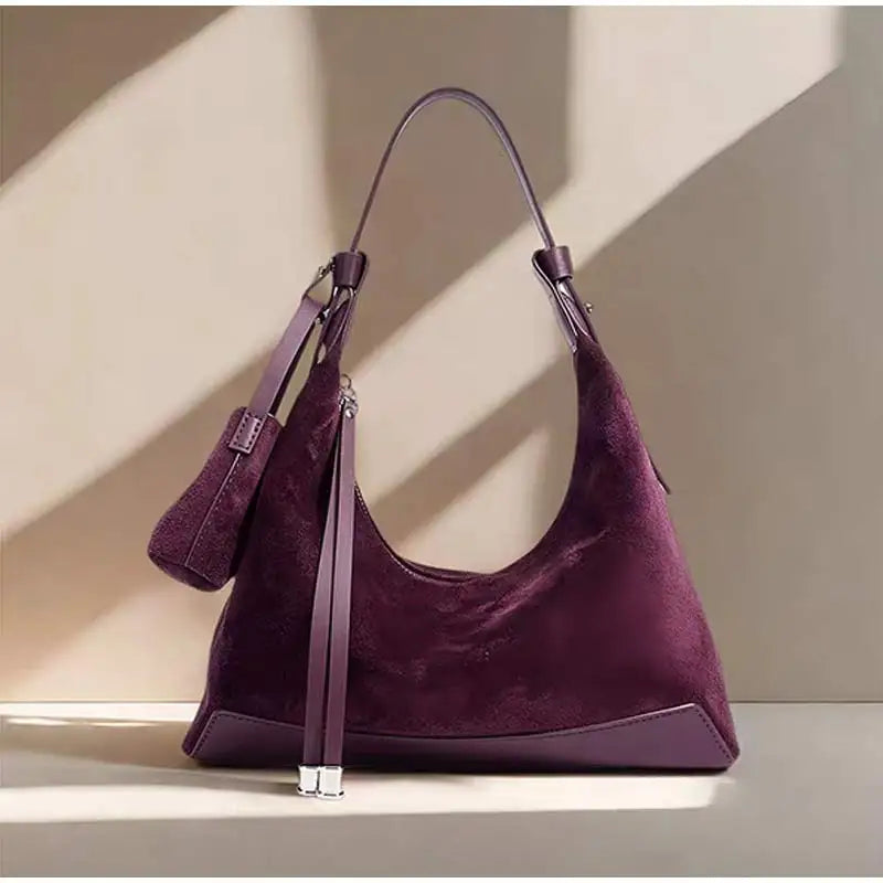 Simple Suede Leather Dumpling Bag