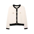 Women's Knitted Cardigan Sweater with Golden Buttons, O-Neck, - Norellé