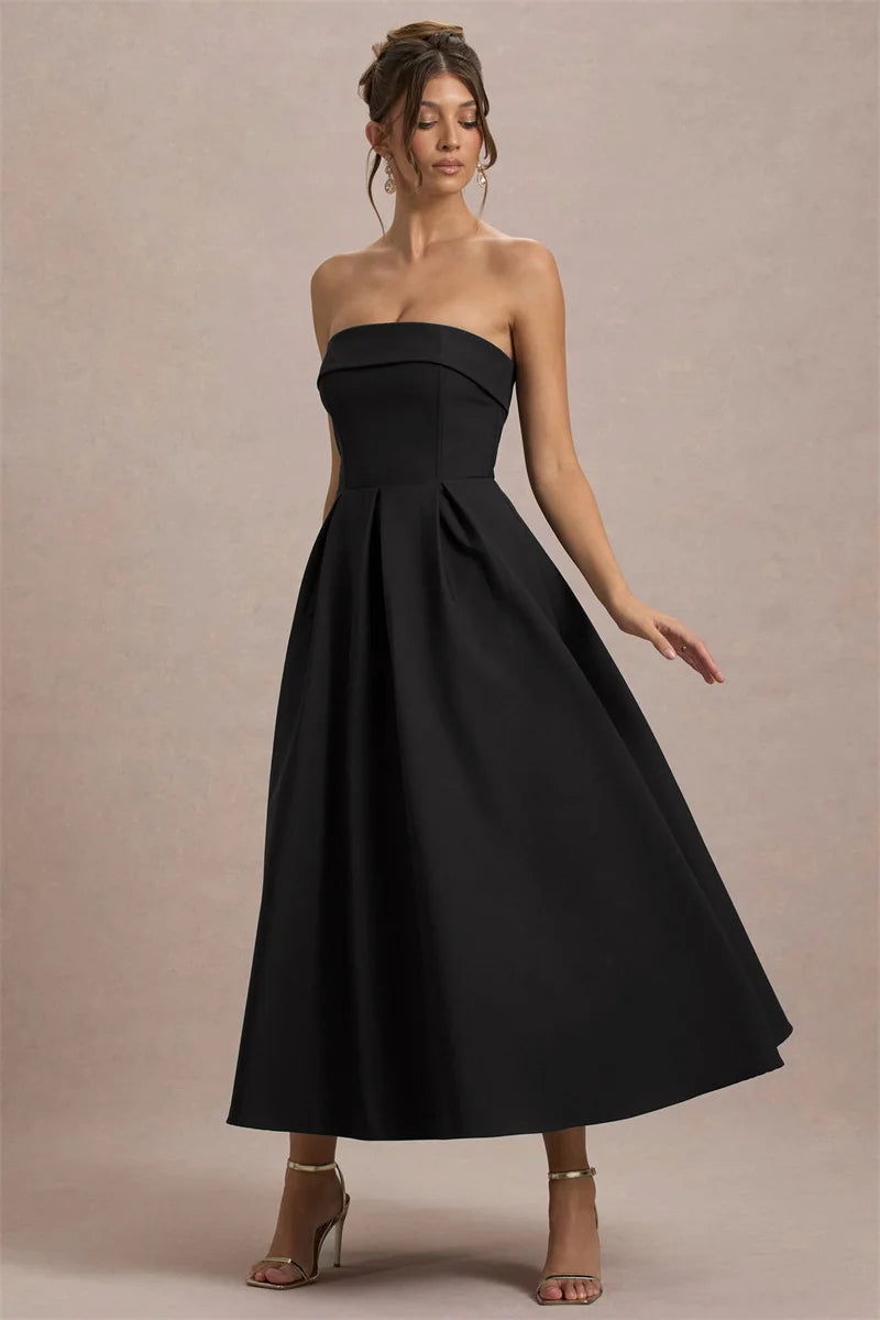 Off-shoulder Strapless Midi Dress Women