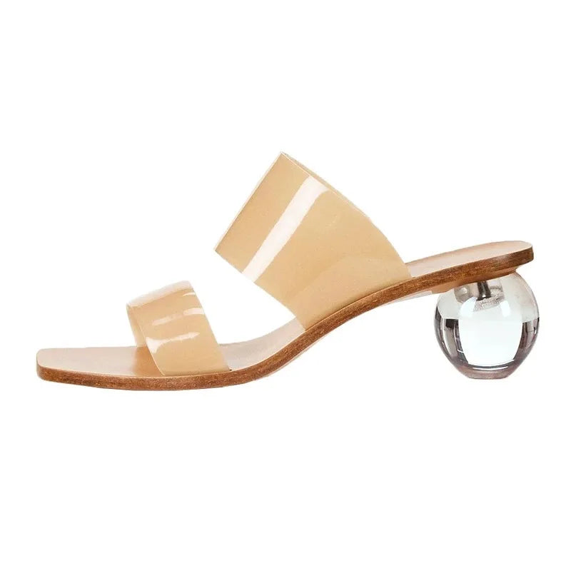 Crystal High Heels Square Toe Cool Slippers Women’s