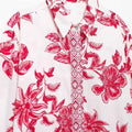 Women's Retro Emblem Pattern Flower Print Shirt Hollow Flower Mini Wrap Skirt