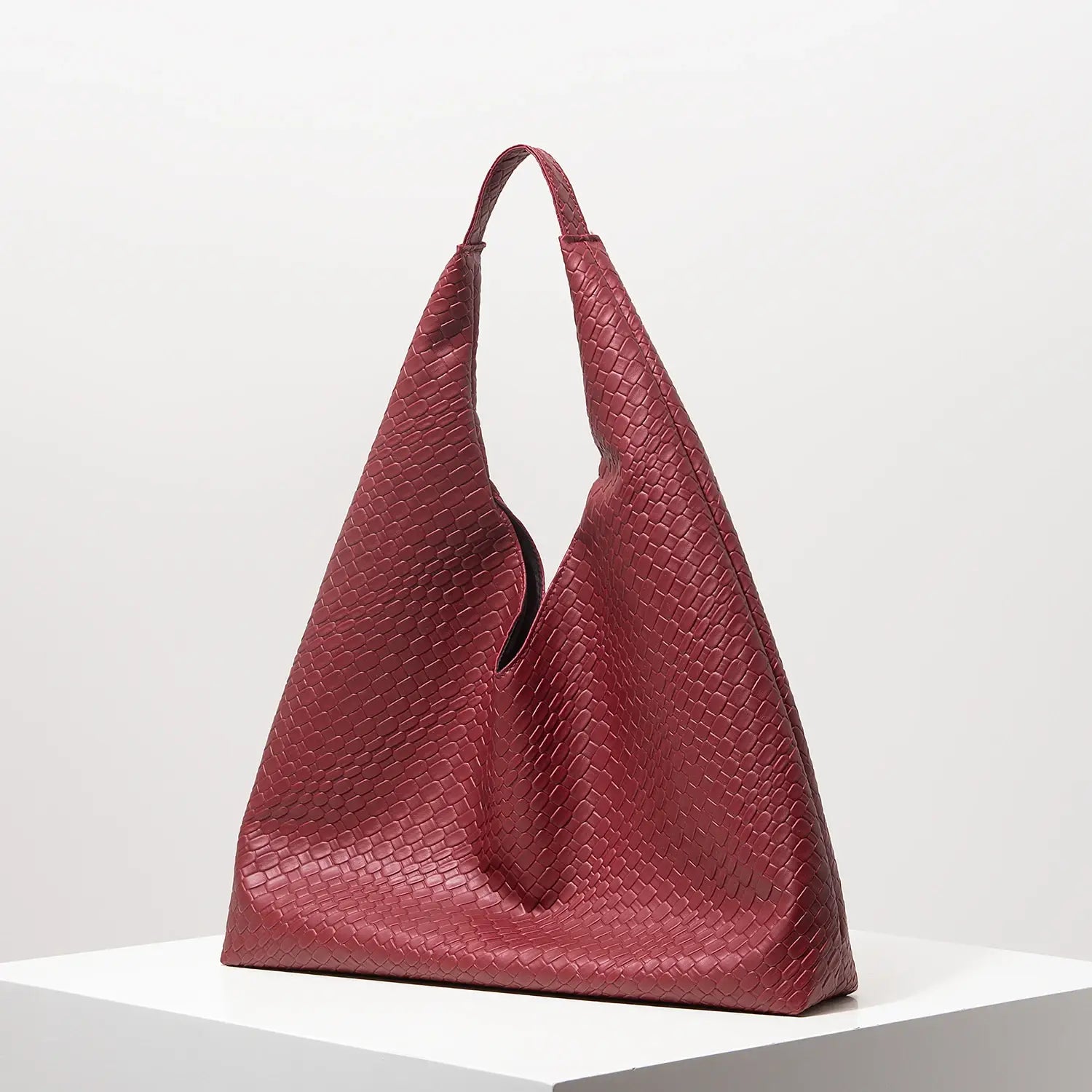 Retro Artificial Leather Woven Pattern Shoulder Bag