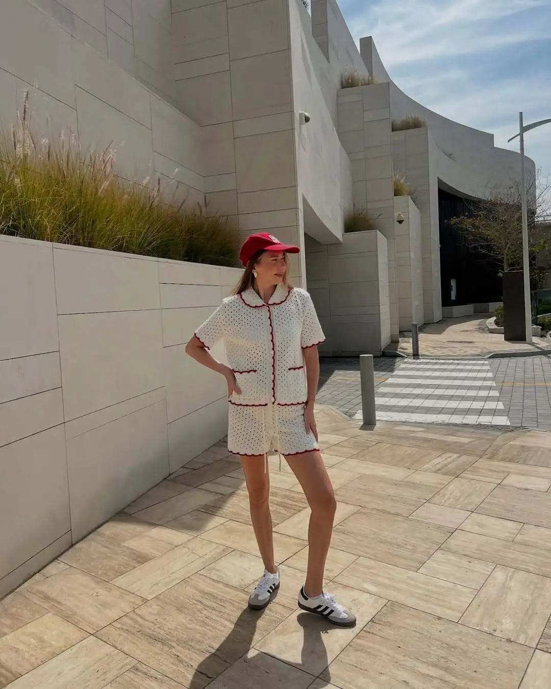 Knitted Suit Women’s Casual Short Sleeve T shirt Set