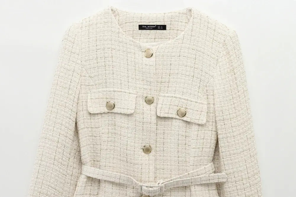 Women Tweed Single Breasted Elegant Jacket